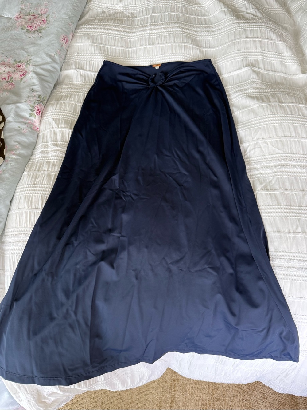Johanna Ortiz Navy Swim Cover up Skirt with Ring Detail